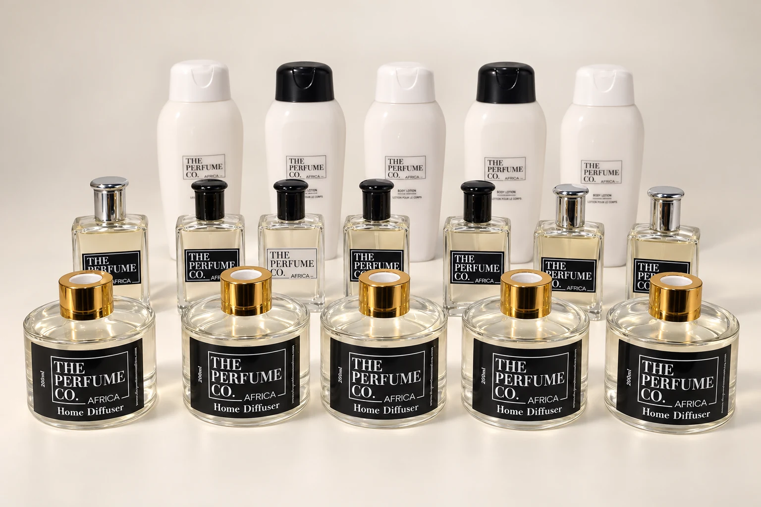 The Perfume Co. Africa range photograph for Olympea; this listing is for one 30 ml product, not the pictured assortment.
